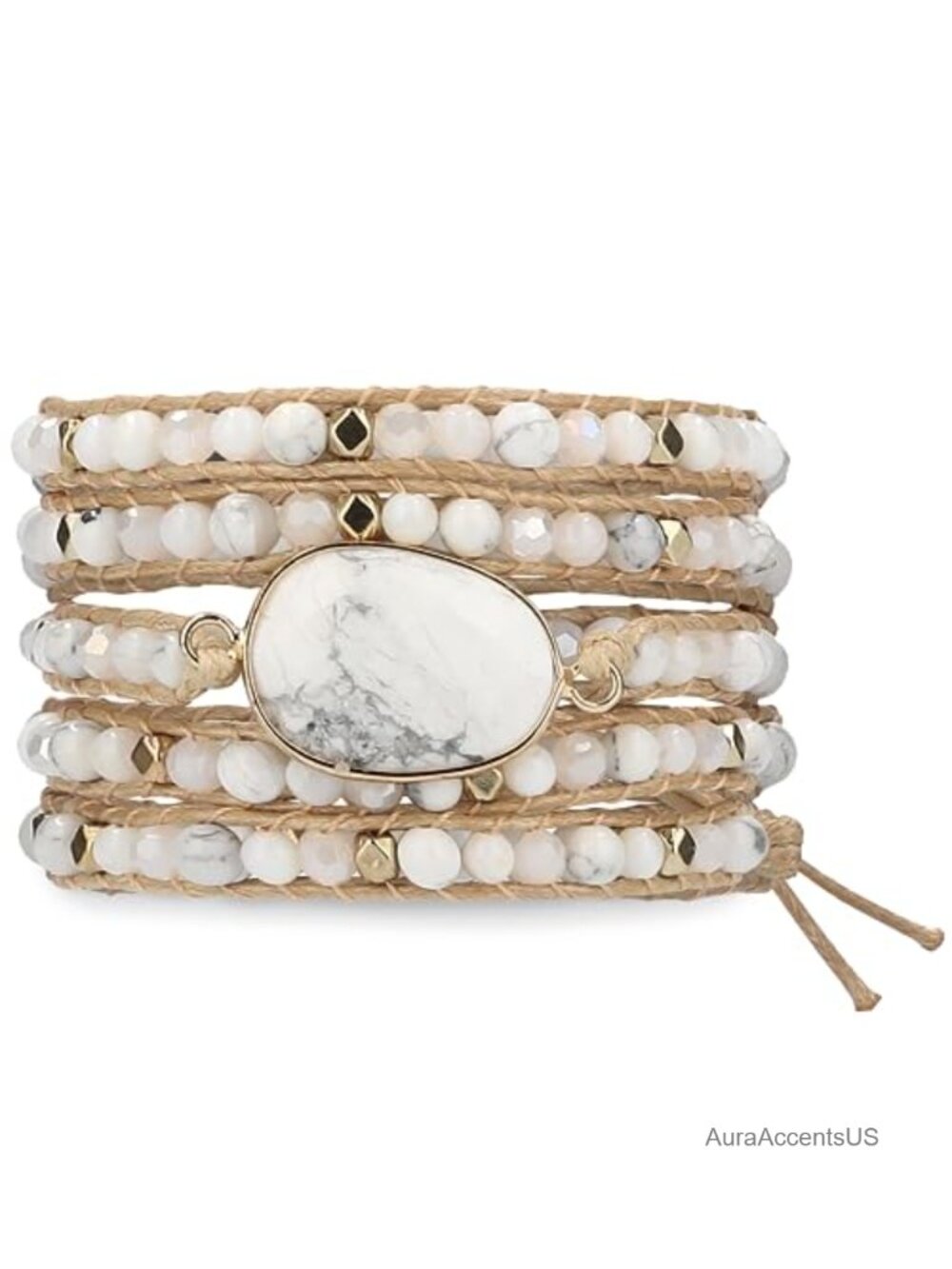 Handmade Boho Wrap Bracelet Natural Stone Beaded Layered Stackable Jewelry Gift